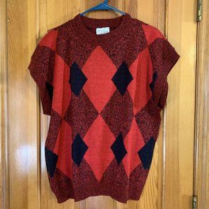 1980's Golden Wings Argyle Style Print Sweater Vest Made In The USA